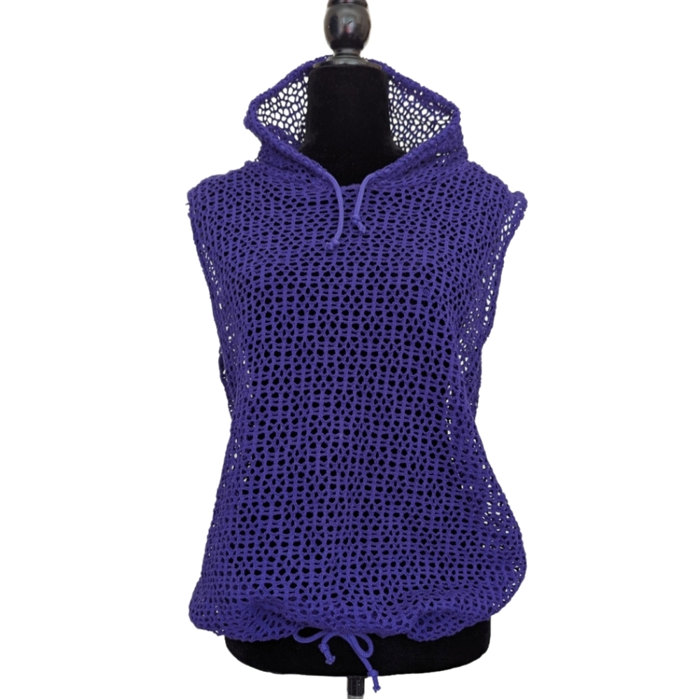 Vintage Purple Netted Hoodie/Cover-up